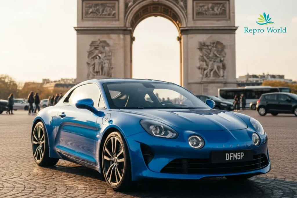 MFG車種。凱旋門前に停車する青いアルピーヌ