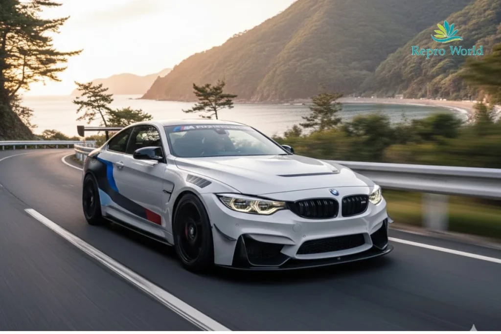 BMW M4 DTMチャンピオンエディションが海沿いロードをスポーツ走行する特別仕様車